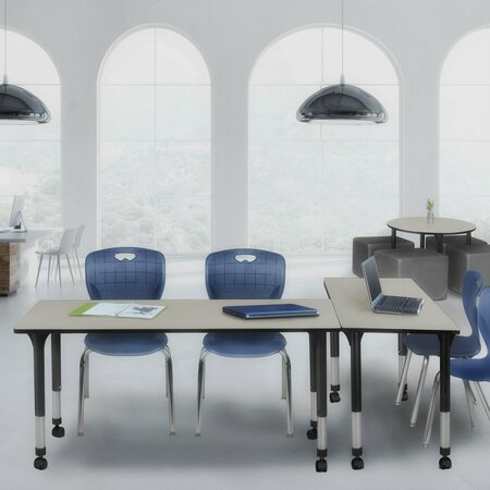 REGENCY Tables > Height Adjustable > Rectangular Mobile Table & Chair Sets, 66 X 24 X 23-34, Maple MT6624PLAPCBK40NV